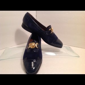 Giorgio Brutini size 9.5 blue suede snake skin
